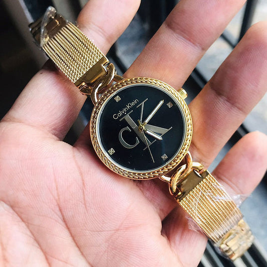 C_alvin k_lein Black Dial Metal Belt Women's watch