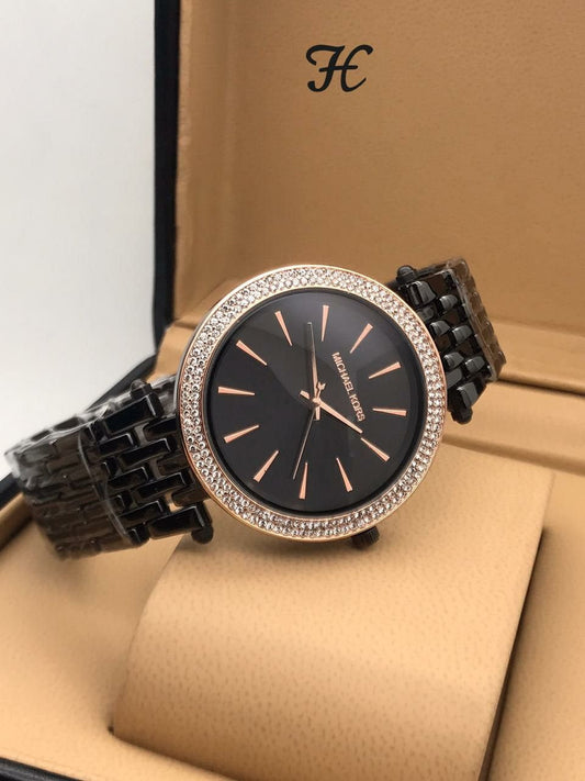 M_ichael K_ors Diamond Studded Women’s Watch In Black