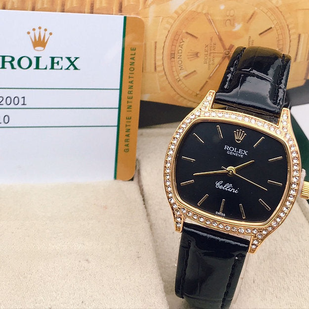 R_olex Gold Dial Watch For Women