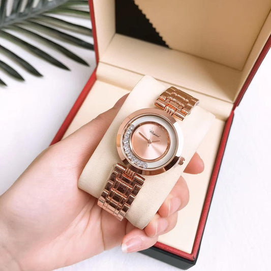 C_hopard Rose Gold Dial Metal Strap Women's Watch