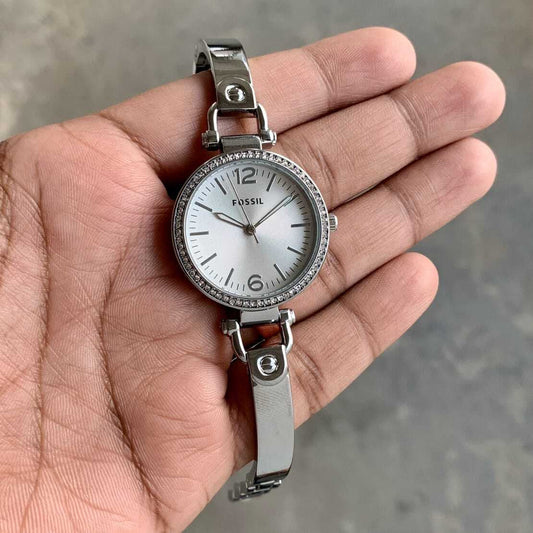 F_ossil Silver Dial Diamond Studded Women’s Watch